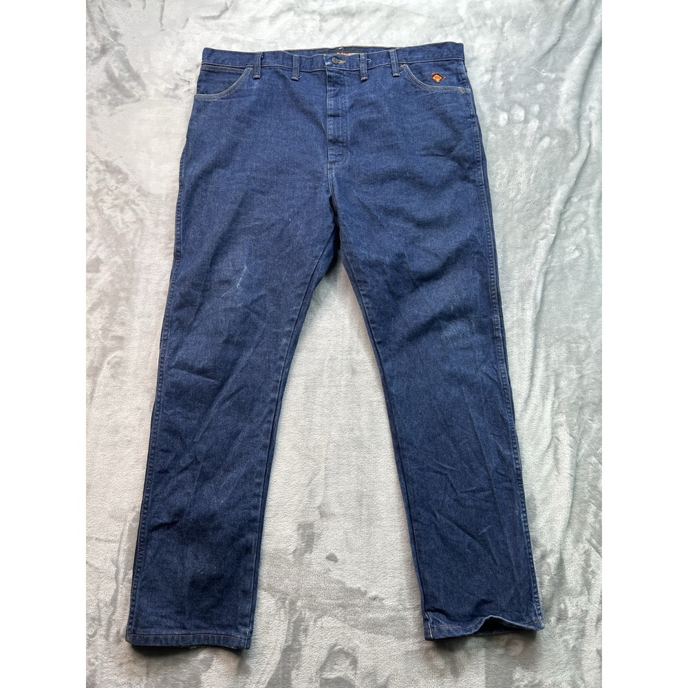 Wrangler Mens‎ Sz 44x32 13 Original Flame Resistant Blue Jeans Straight Leg Work